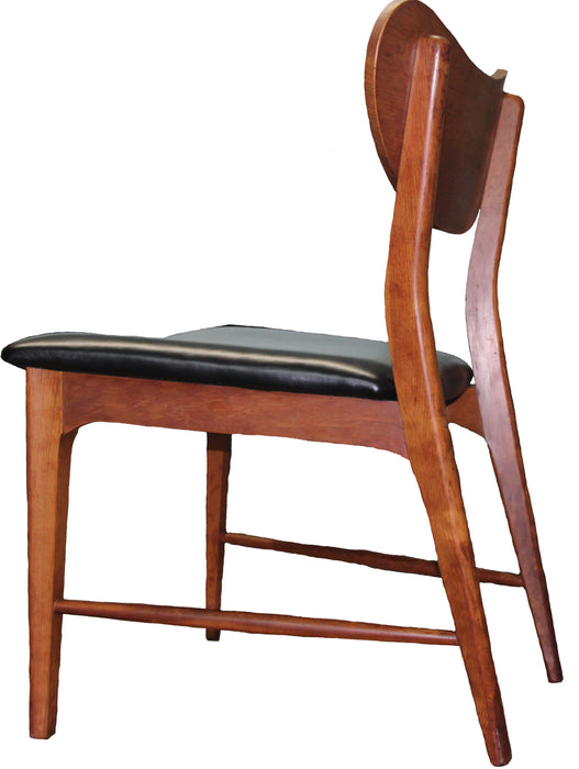 Dining chair set with black leather seats