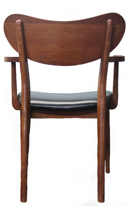 Dining chair set with black leather seats