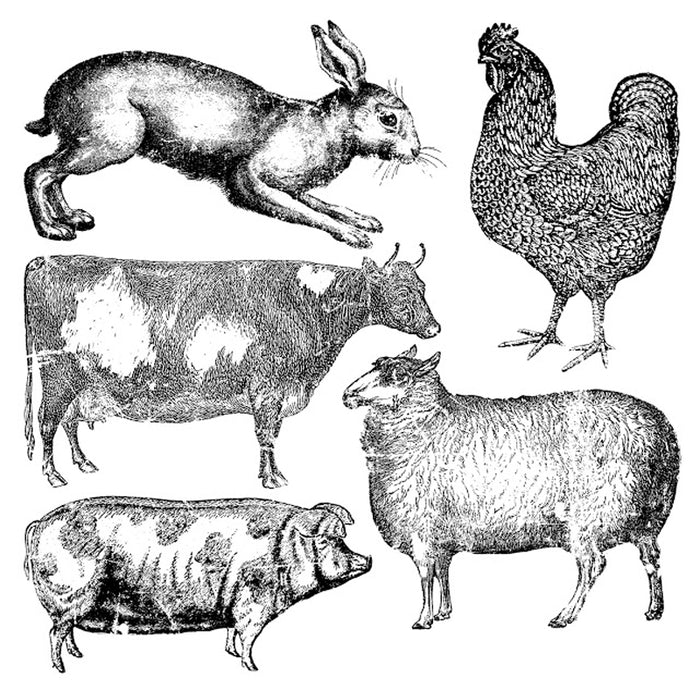 IOD Decor Stamp - Farm Animals 12 x 12 Decor Stamp